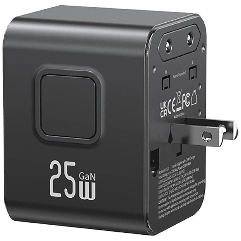 Síťová nabíječka USAMS Travel Adapter CC309 2xUSB-C 25W 4in1 US/AU/EU/UK black