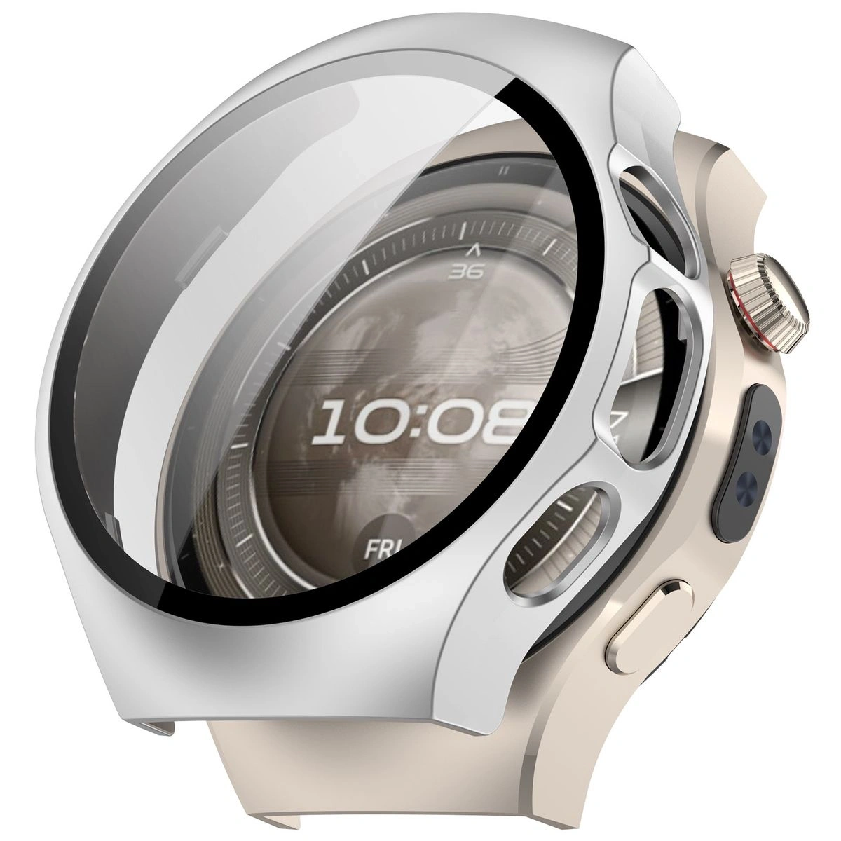 Kryt Bizon Case+Glass Watch Huawei Watch 5 46mm satin silver