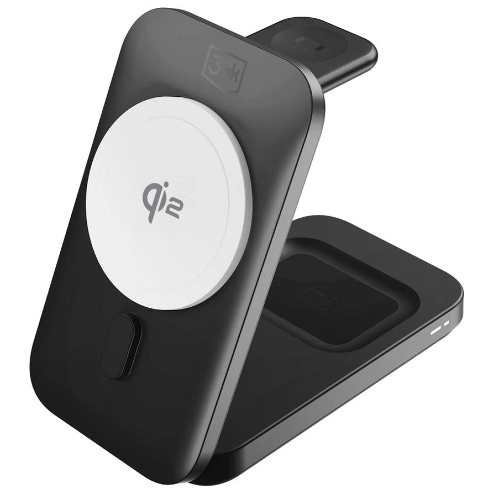 Bezdrátová nabíječka 3MK MagRocket 3-in-1 15W Qi2 MPP Black Wireless Charger