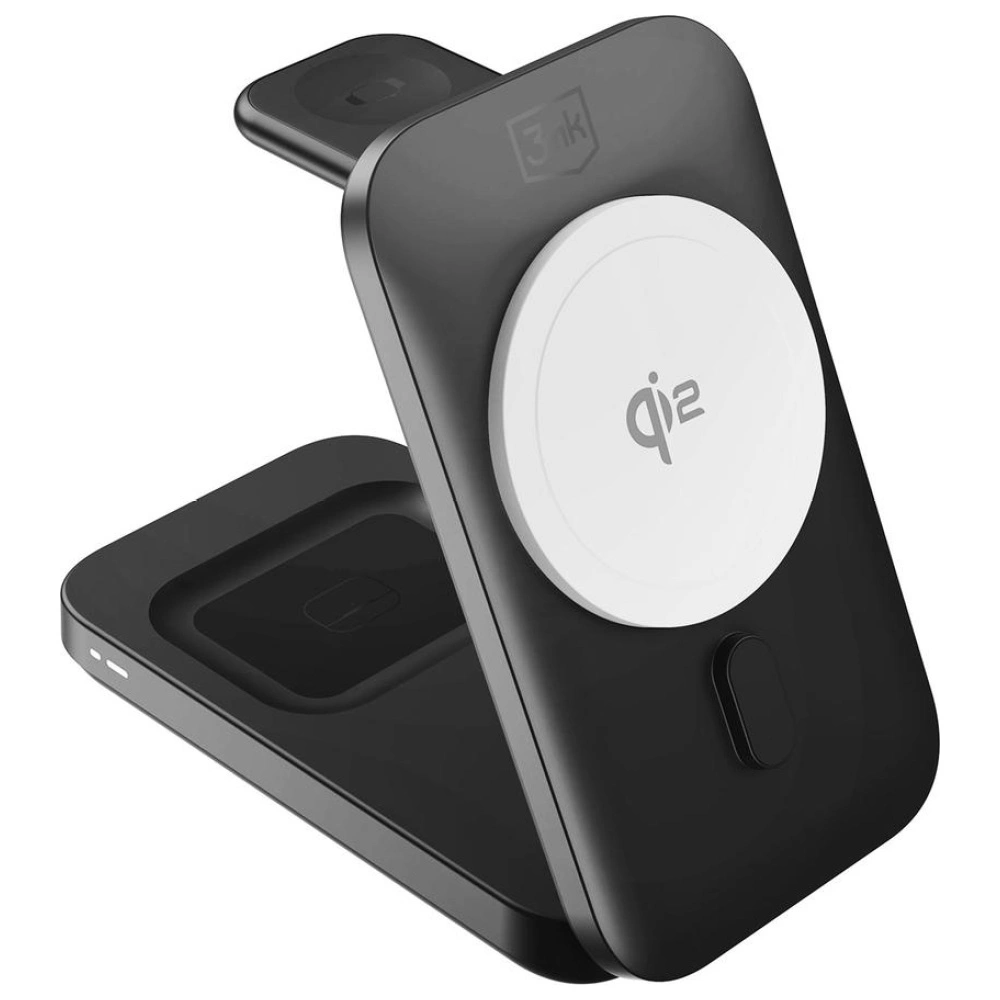 Bezdrátová nabíječka 3MK MagRocket 3-in-1 15W Qi2 MPP Black Wireless Charger