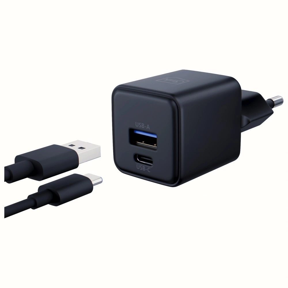 Síťová nabíječka 3MK Hyper GaN Charger 20W USB-A, USB-C PD QC4+ black
