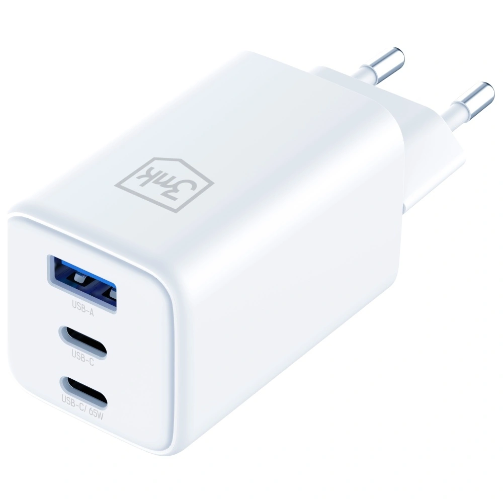 Síťová nabíječka 3MK Hyper GaN Charger 65W USB-A, 2xUSB-C PD QC4+ white