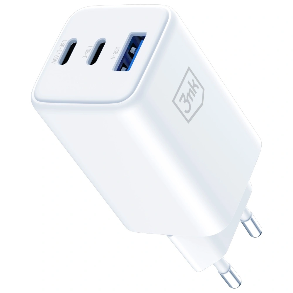 Síťová nabíječka 3MK Hyper GaN Charger 65W USB-A, 2xUSB-C PD QC4+ white