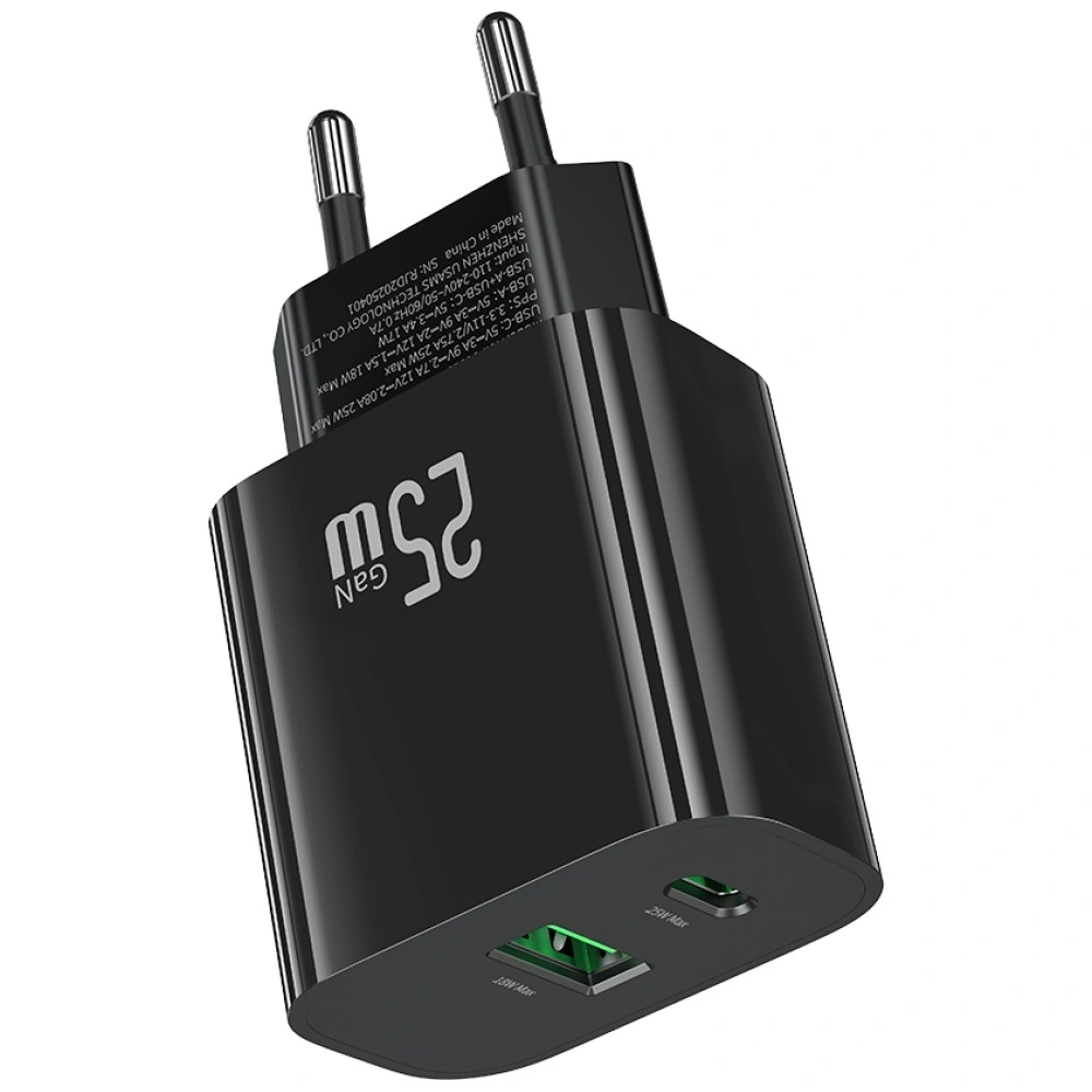 Síťová nabíječka USAMS CC315 T65 25W USB-A, USB-C Fast Charging  Black