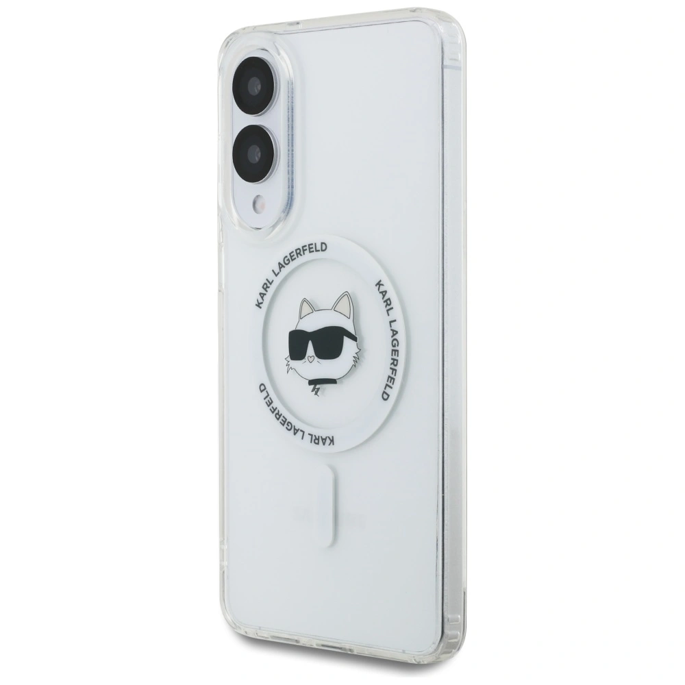 Kryt Karl Lagerfeld Button Choupette Head Printed Logo MagSafe Samsung Galaxy S25 Edge white