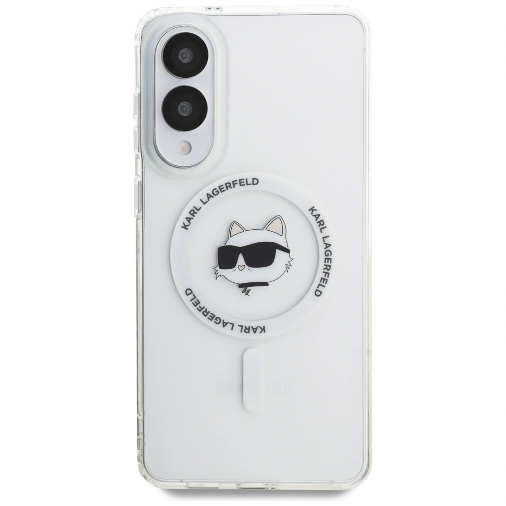 Kryt Karl Lagerfeld Button Choupette Head Printed Logo MagSafe Samsung Galaxy S25 Edge white