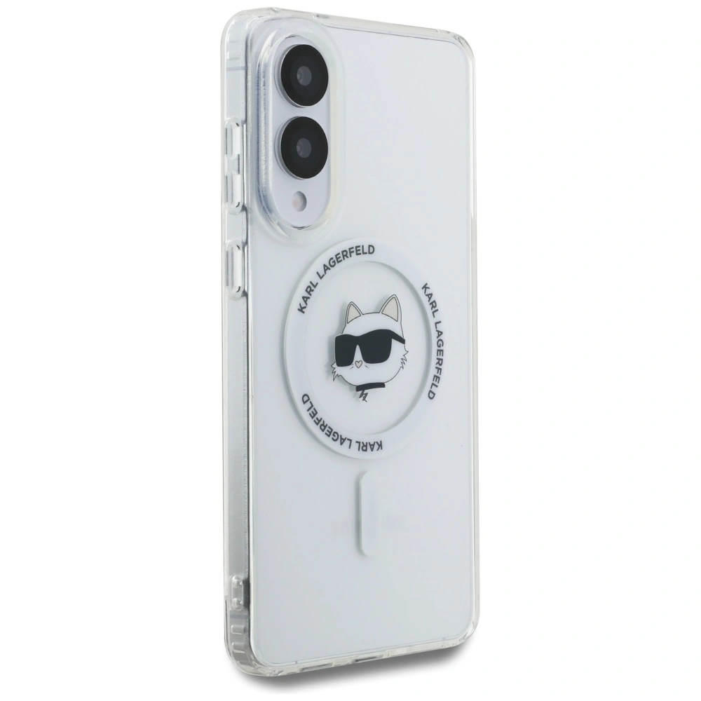 Kryt Karl Lagerfeld Button Choupette Head Printed Logo MagSafe Samsung Galaxy S25 Edge white