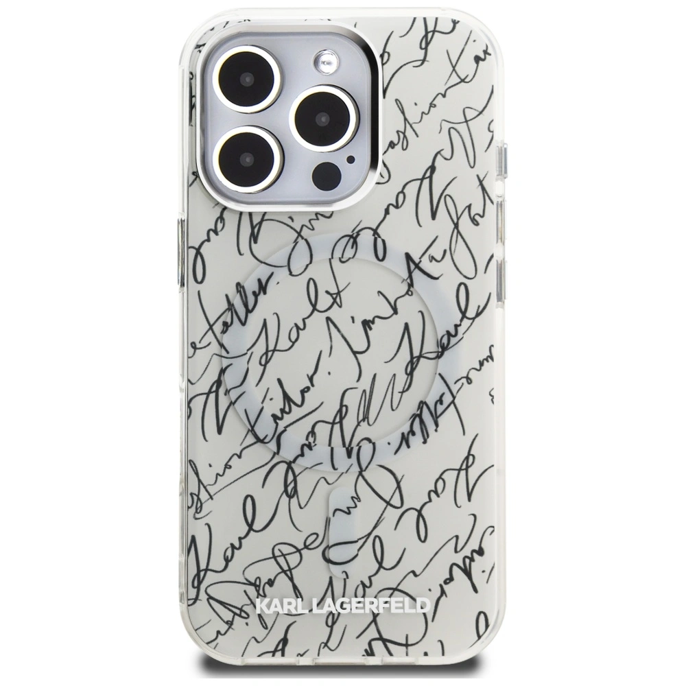 Kryt Karl Lagerfeld IML Karl Script Pattern MagSafe Apple iPhone 16 Pro Max white