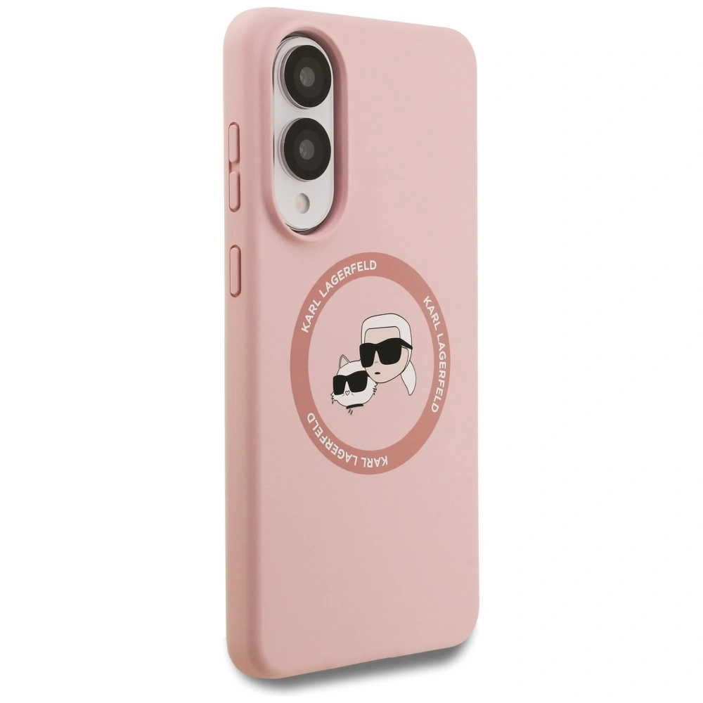 Kryt Karl Lagerfeld Silicone Double Heads And Circle MagSafe Samsung Galaxy S25 Edge pink
