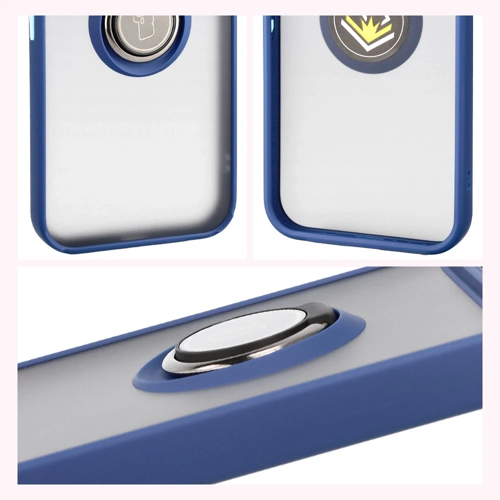 Kryt Bizon Case Hybrid Ring Google Pixel 10 Pro XL smoked with a navy blue frame