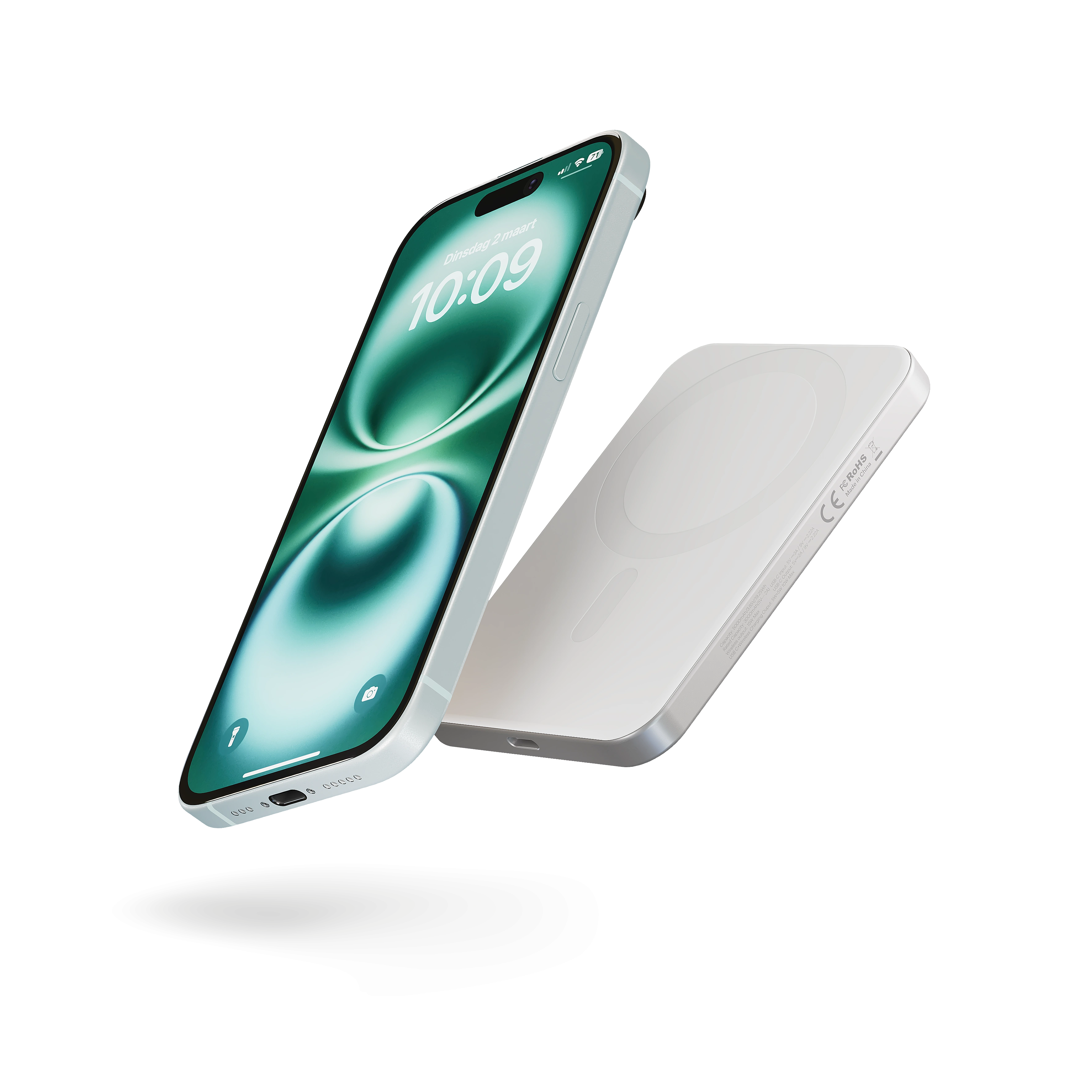 ZENS Slim Qi2 Aluminium Powerbank 5000 mAh MagSafe / Qi2 (white)