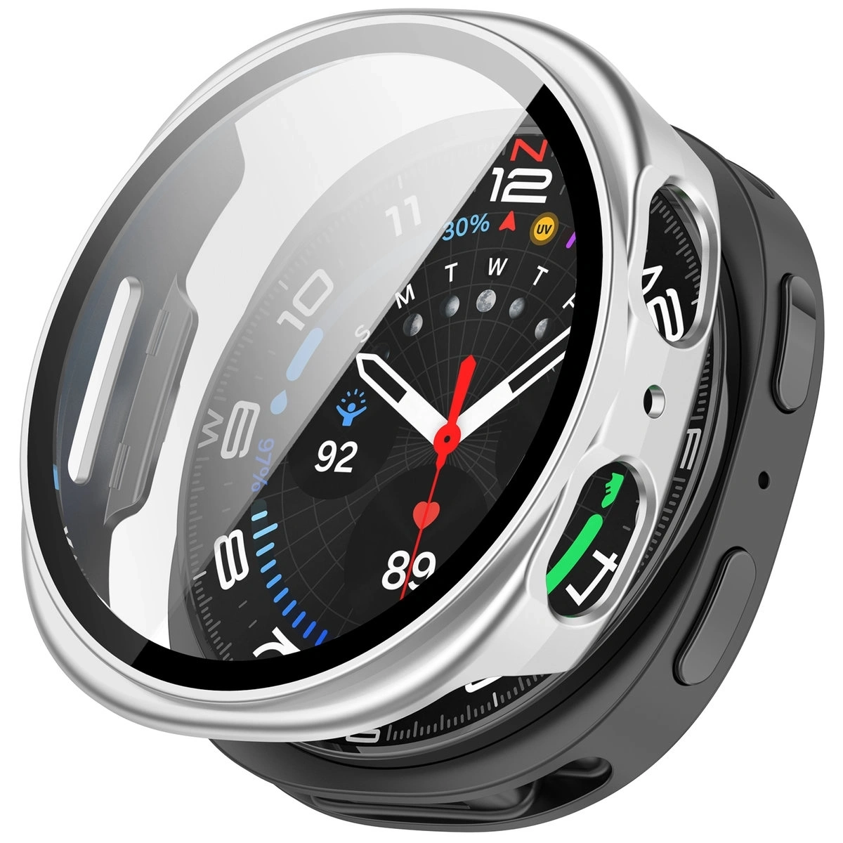 Kryt Bizon Case+Glass Watch Samsung Galaxy Watch 8 44mm silver