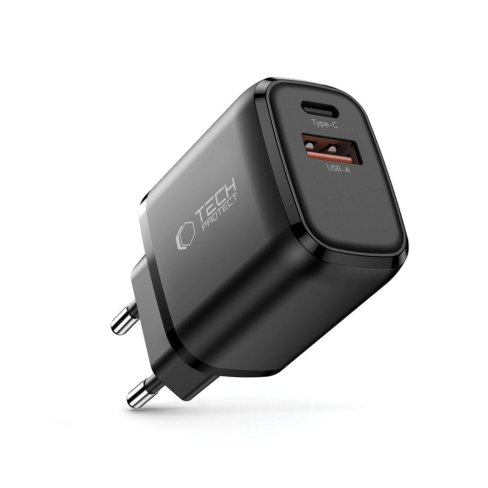 Síťová nabíječka Tech-Protect NCA20 USB-A, USB-C Network Charger PD 20W / QC3.0 Black
