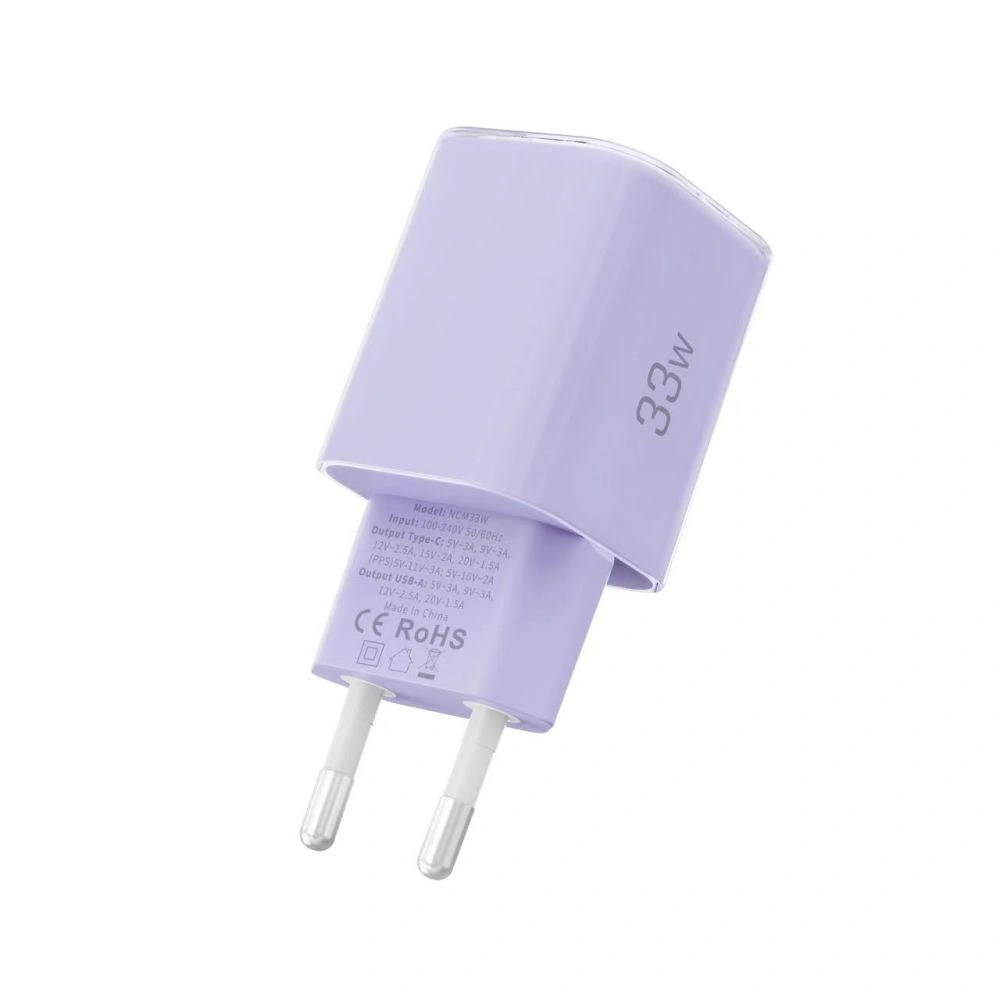 Síťová nabíječka Tech-Protect NCM33 USB-A, USB-C Network Charger PD 33W / QC3.0 Baby Purple