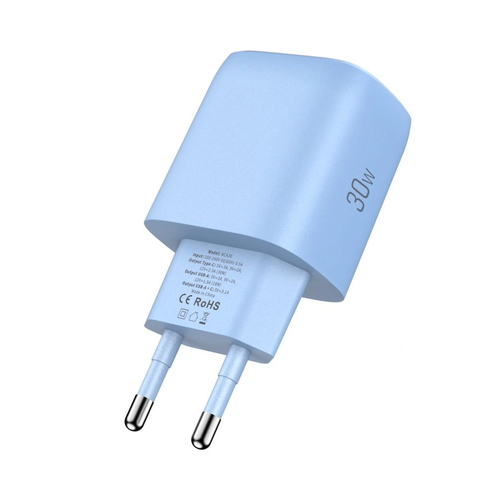 Síťová nabíječka Tech-Protect NCA30 USB-A, USB-C Network Charger PD 30W / QC3.0 Baby Blue
