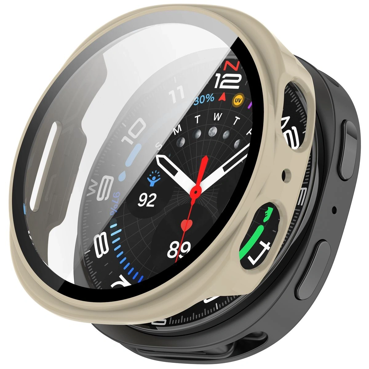 Kryt Bizon Case+Glass Watch Samsung Galaxy Watch 8 40mm beige