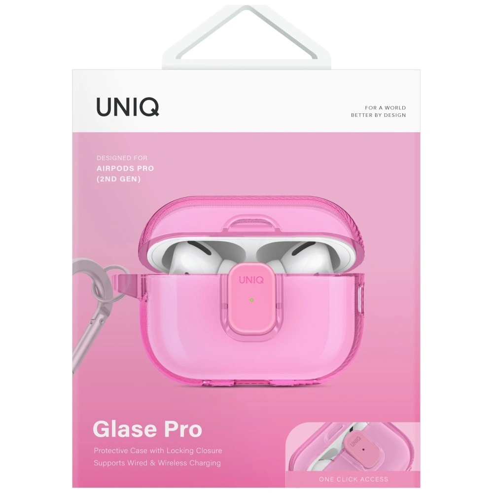 Kryt UNIQ Glase Pro Apple AirPods Pro 2 Lock Case pink