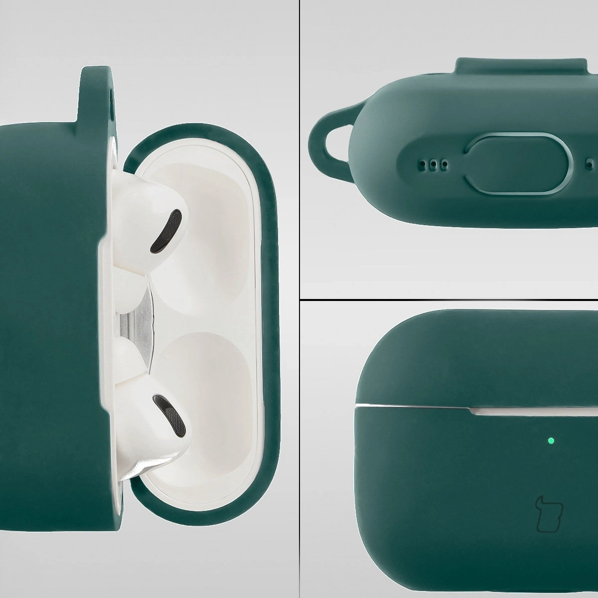 Kryt Bizon Case Headphone Silicone Apple AirPods Pro 2 dark green