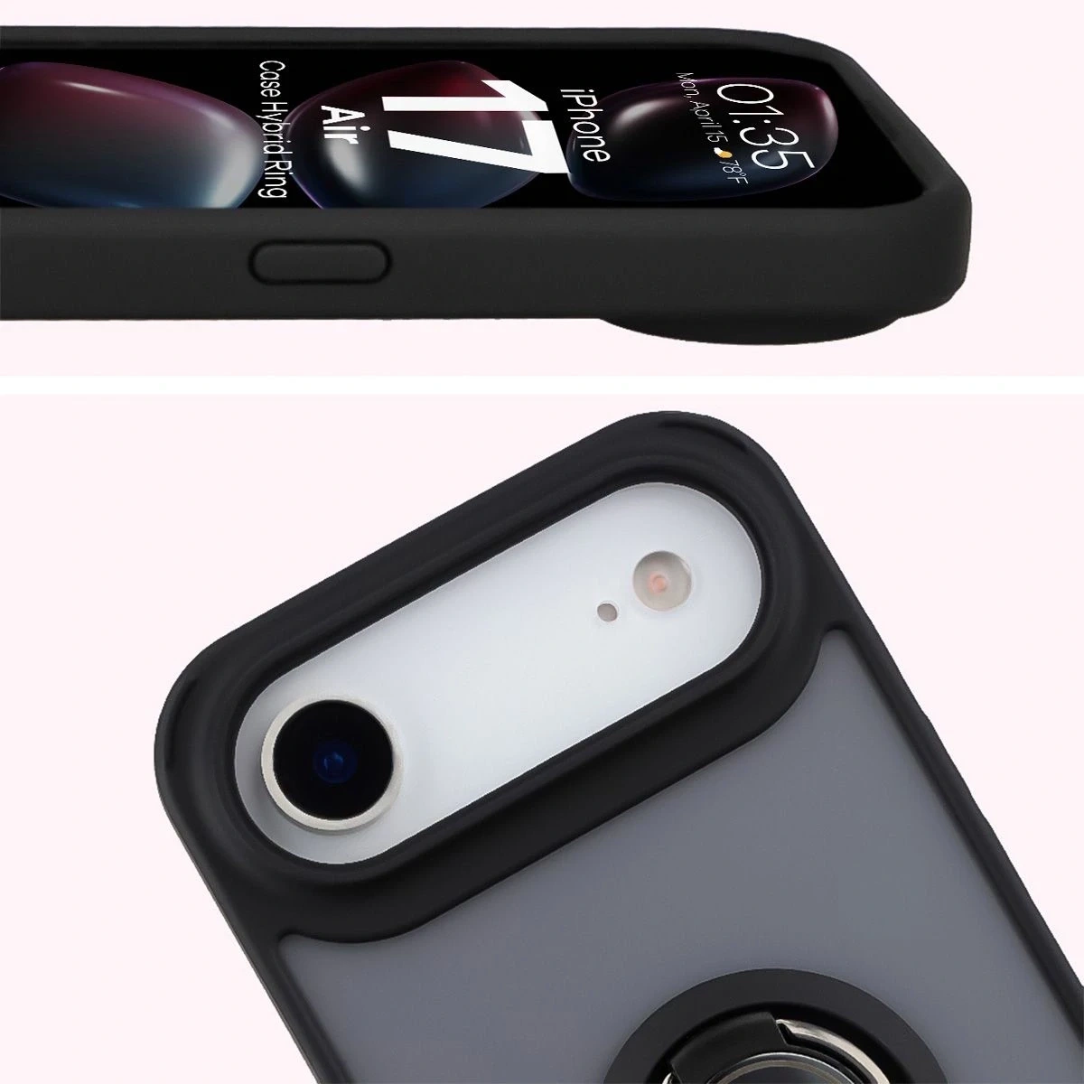 Kryt Bizon Case Hybrid Ring Apple iPhone Air smoked with a black frame