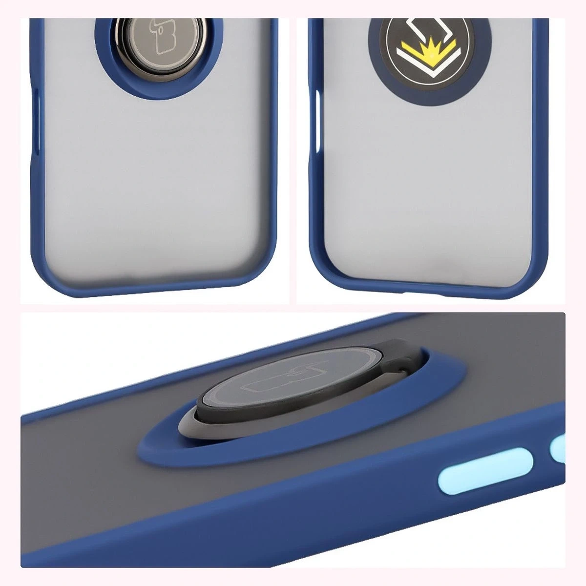 Kryt Bizon Case Hybrid Ring Apple iPhone Air smoky with a navy blue frame