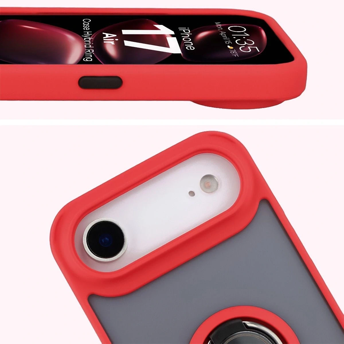 Kryt Bizon Case Hybrid Ring Apple iPhone Air smoky with a red frame