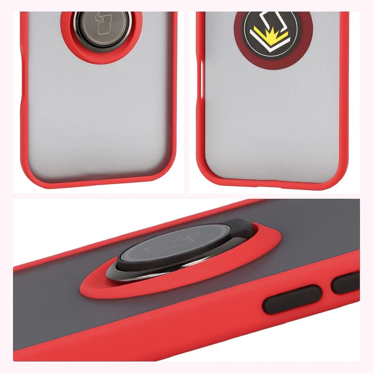Kryt Bizon Case Hybrid Ring Apple iPhone Air smoky with a red frame