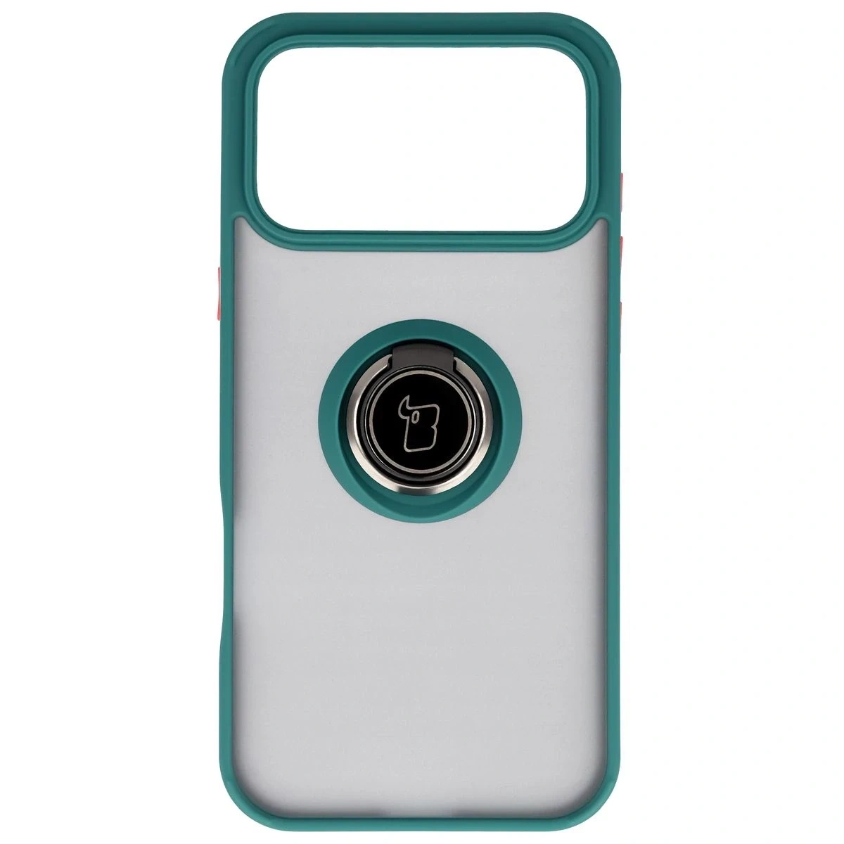 Kryt Bizon Case Hybrid Ring Apple iPhone 17 Pro Max smoky with a dark green frame