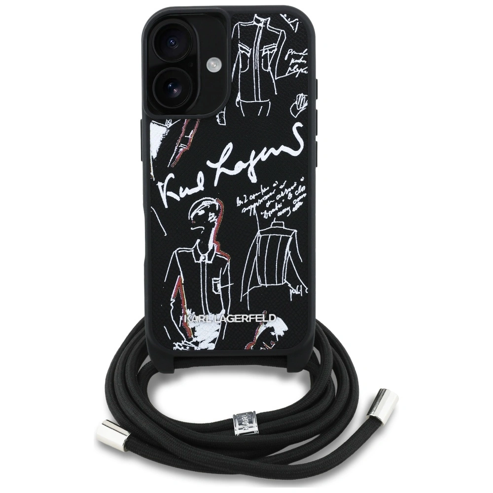 Kryt Karl Lagerfeld Crossbody Grained Pattern & Logo Apple iPhone 16 black