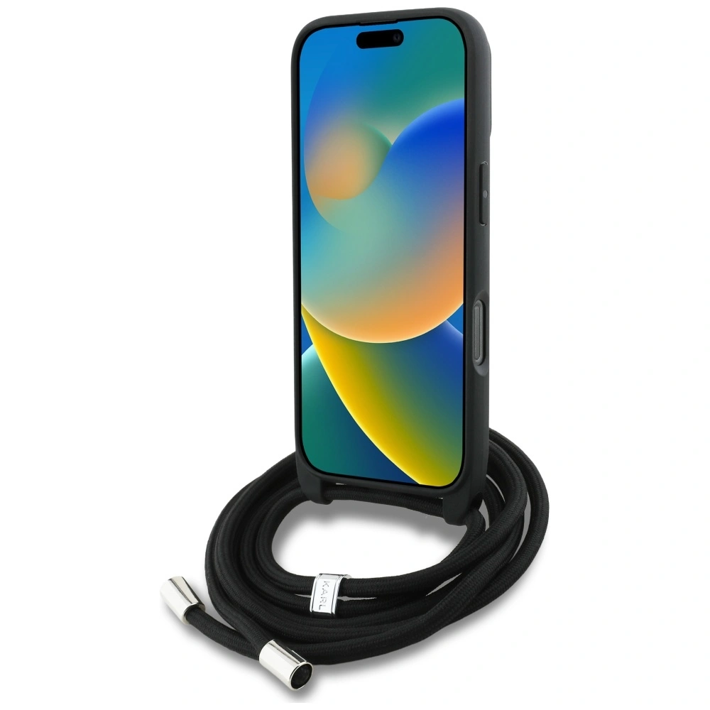 Kryt Karl Lagerfeld Crossbody Grained Pattern & Logo Apple iPhone 16 Pro Max grey