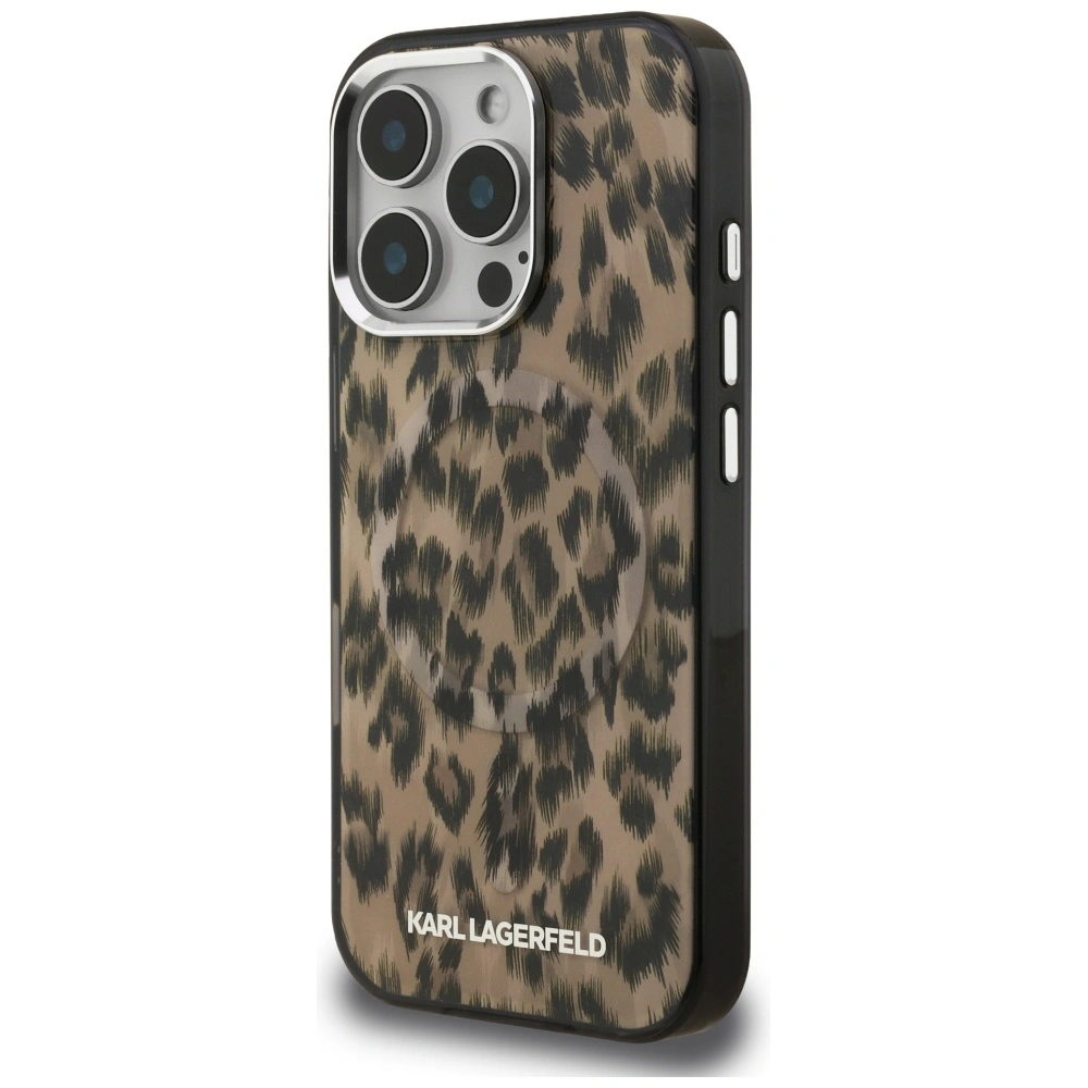 Kryt Karl Lagerfeld IML Leopard Pattern MagSafe Apple iPhone 16 Pro Max brown