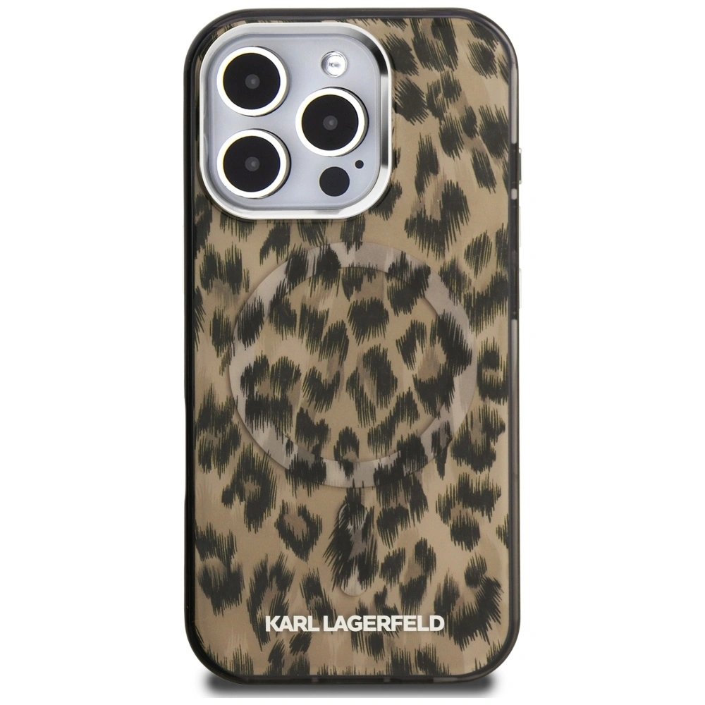 Kryt Karl Lagerfeld IML Leopard Pattern MagSafe Apple iPhone 16 Pro Max brown