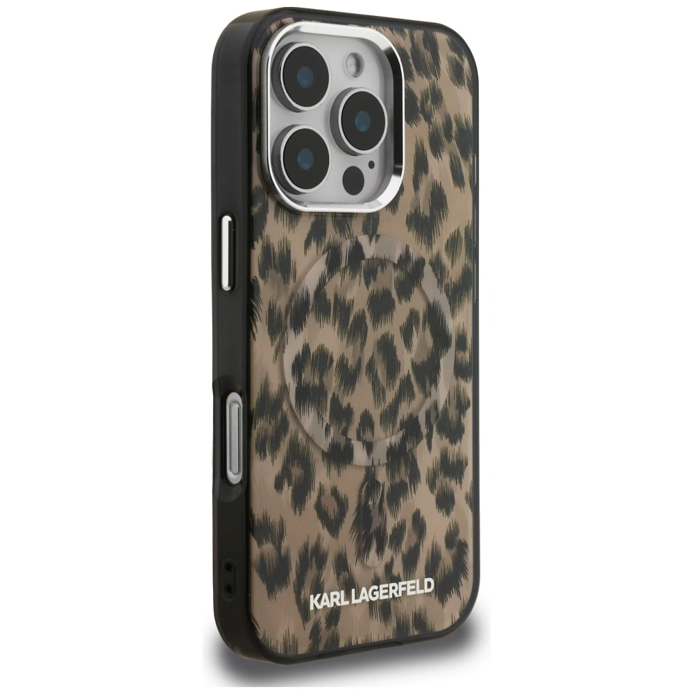 Kryt Karl Lagerfeld IML Leopard Pattern MagSafe Apple iPhone 16 Pro Max brown