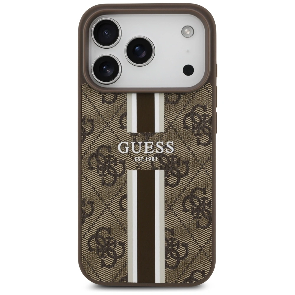 Kryt Guess 4G Printed Stripes MagSafe Apple iPhone 17 Pro brown