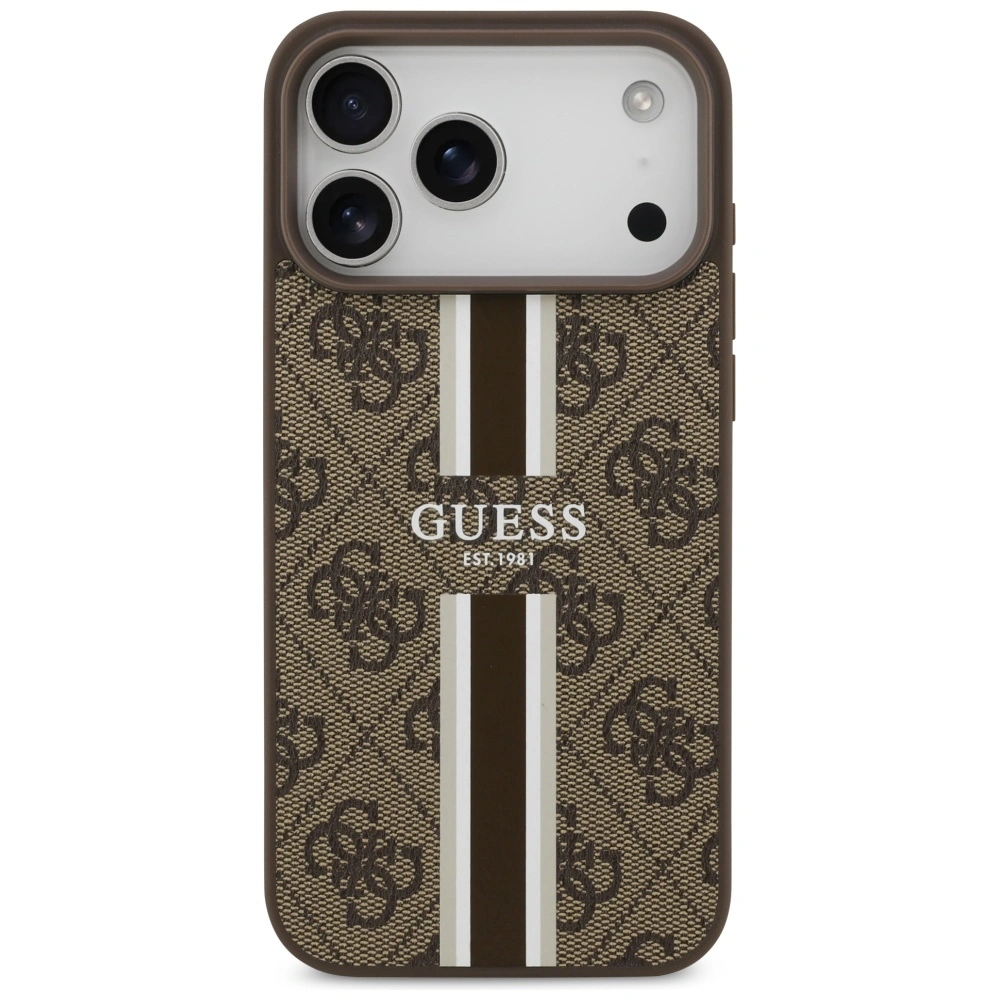 Kryt Guess 4G Printed Stripes MagSafe Apple iPhone 17 Pro Max brown