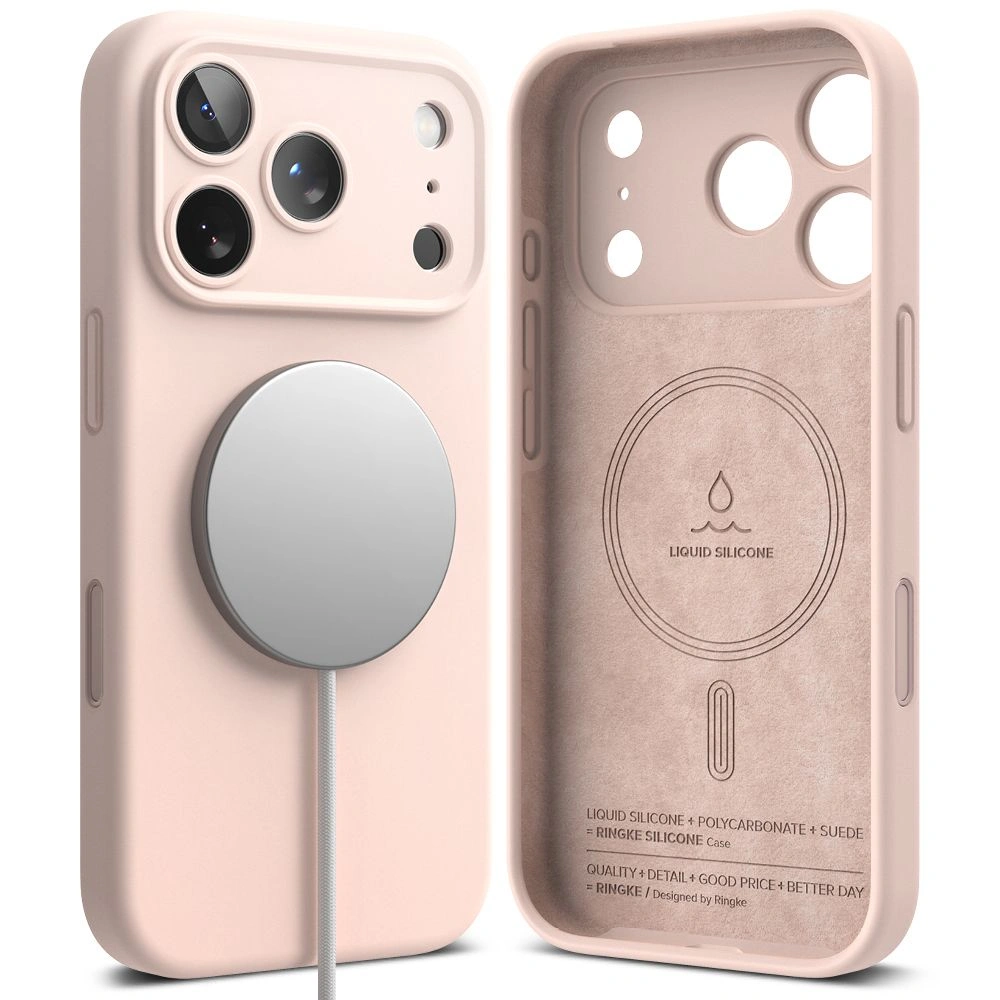 Kryt Ringke Silicone Magnetic MagSafe Apple iPhone 17 Pro Pink Sand
