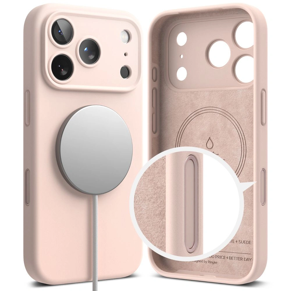 Kryt Ringke Silicone Magnetic MagSafe Apple iPhone 17 Pro Pink Sand