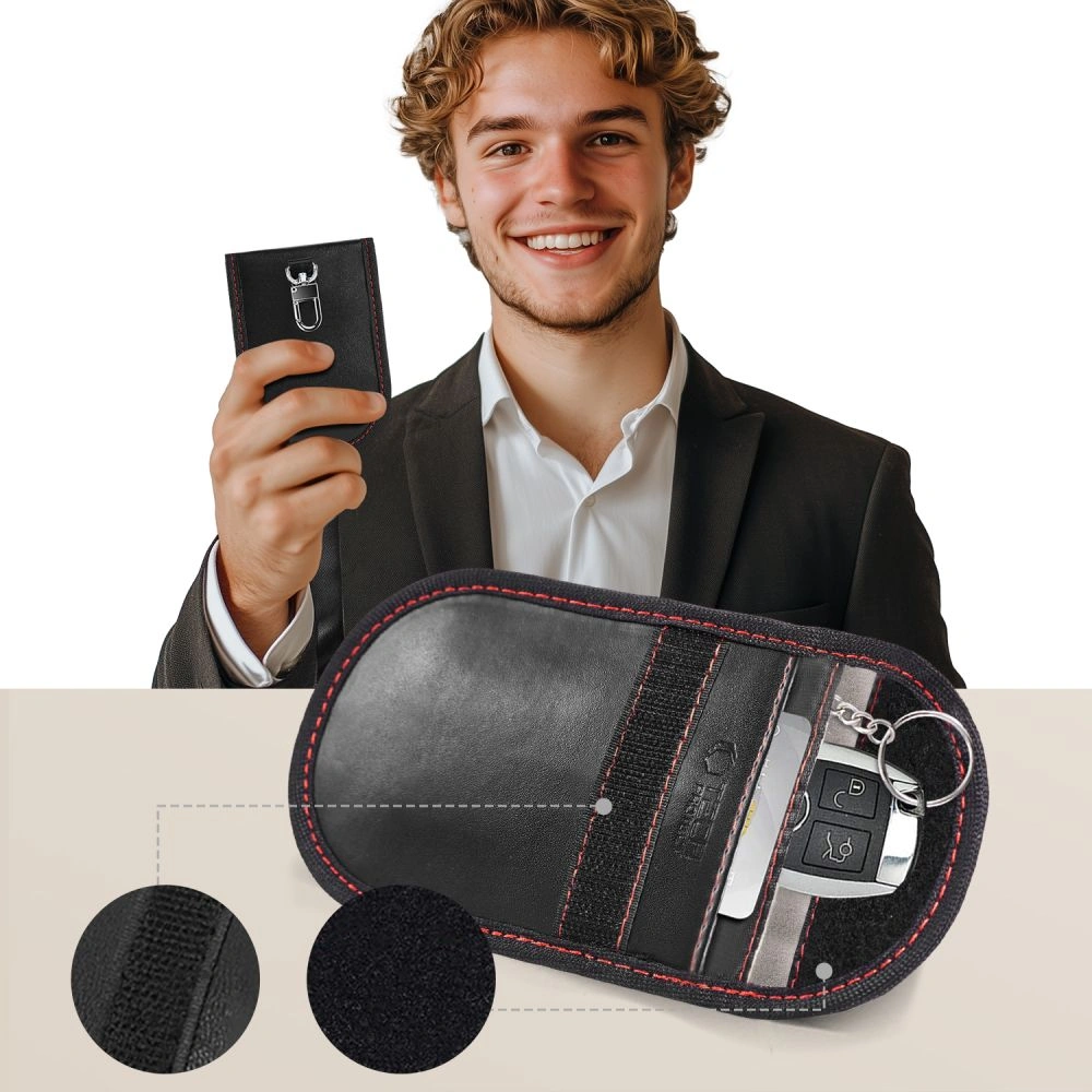 Kryt Tech-Protect KLR100 Pouch Keyless RFID Signal Blocker Case Black/red