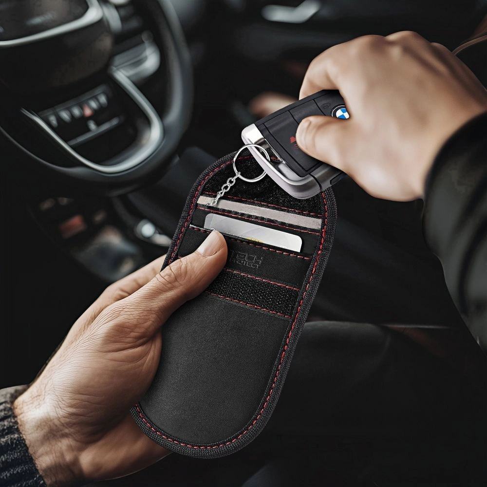 Kryt Tech-Protect KLR100 Pouch Keyless RFID Signal Blocker Case Black/red