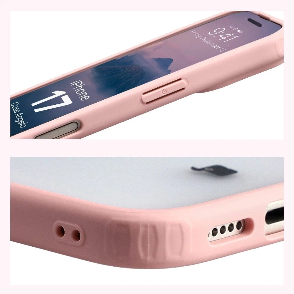 Kryt Bizon Case Angelo Apple iPhone 17 semi-transparent with a light pink frame