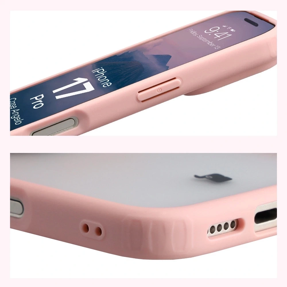 Kryt Bizon Case Angelo Apple iPhone 17 Pro semi-transparent with a light pink frame