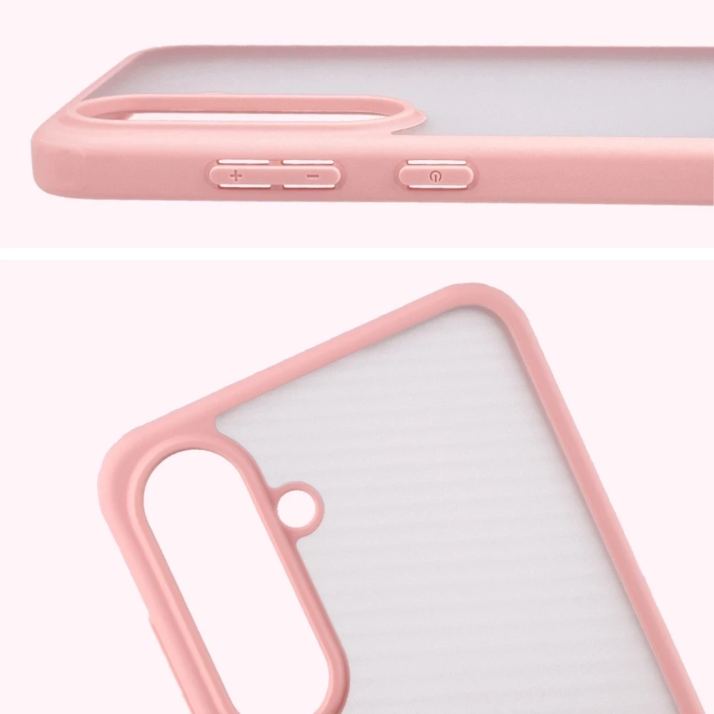 Kryt Bizon Case Angelo Samsung Galaxy S25 FE semi-transparent with a light pink frame