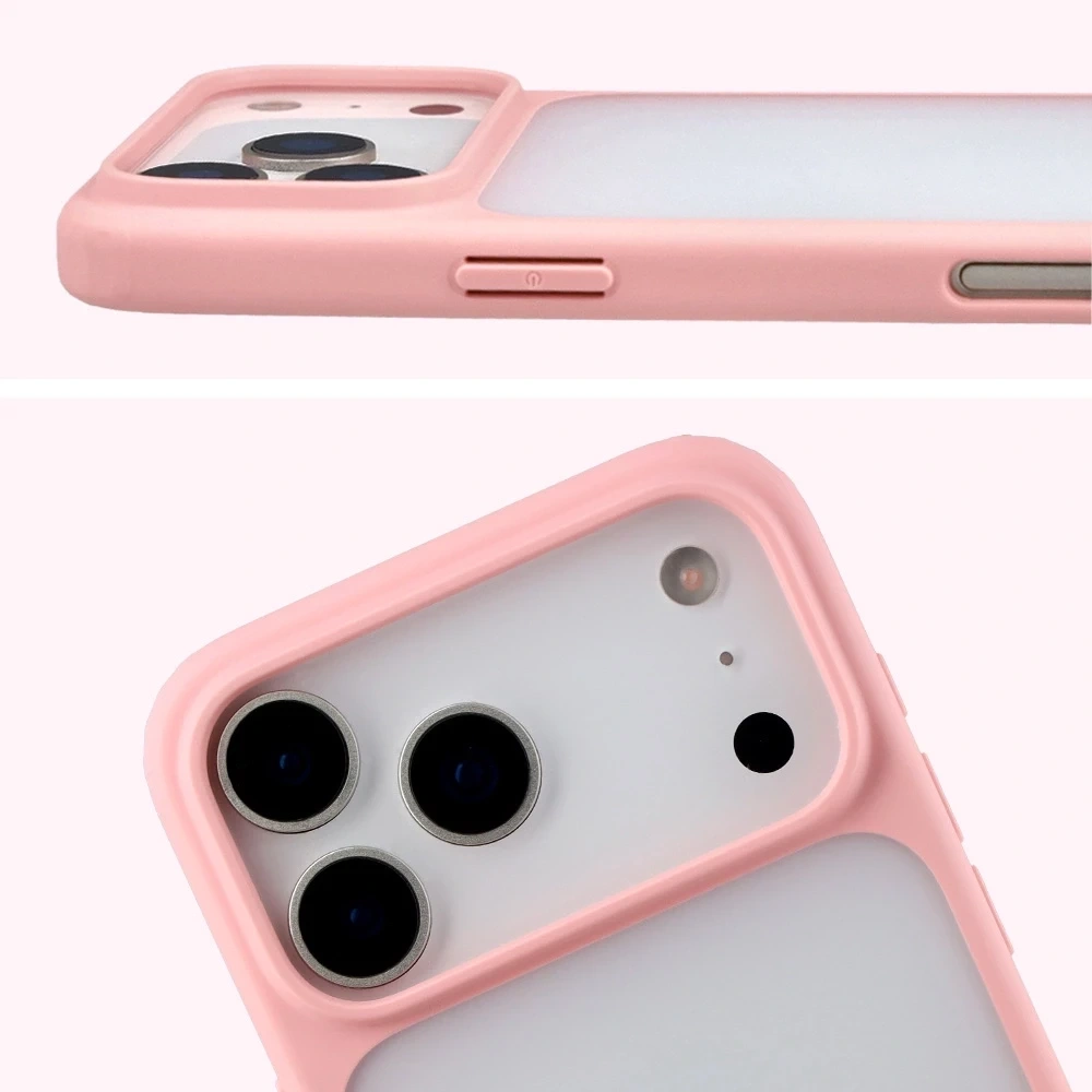 Kryt Bizon Case Angelo Apple iPhone 17 Pro Max semi-transparent with a light pink frame