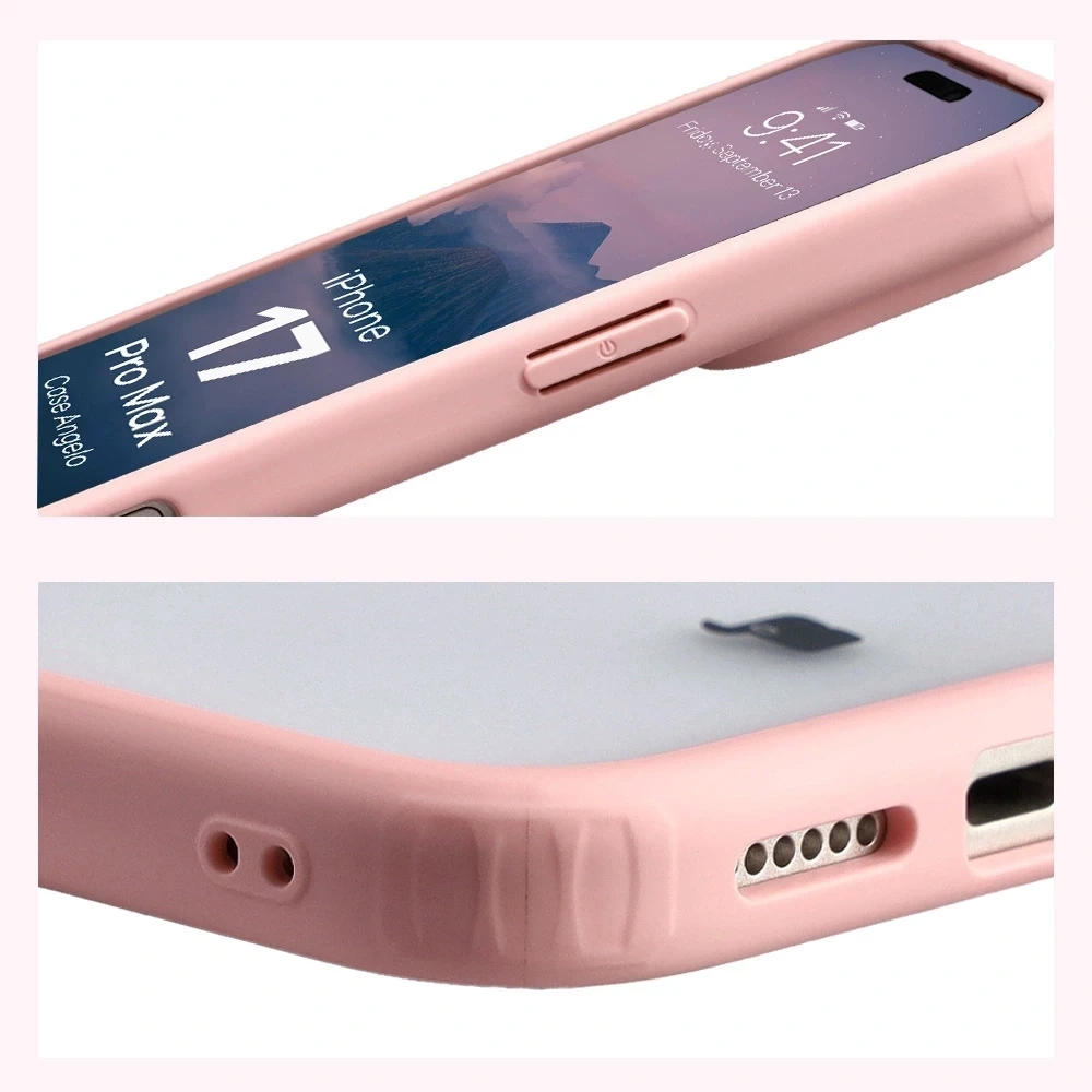 Kryt Bizon Case Angelo Apple iPhone 17 Pro Max semi-transparent with a light pink frame