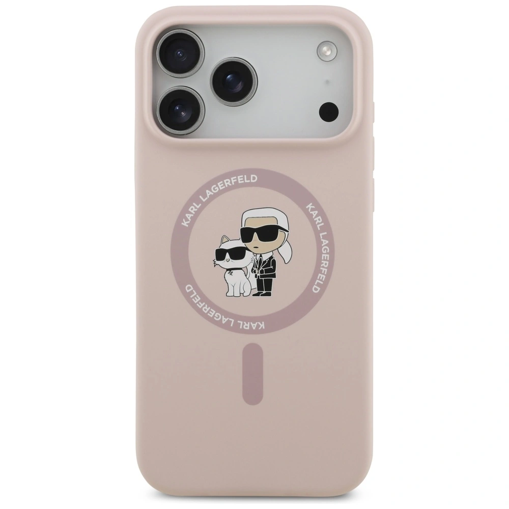 Kryt Karl Lagerfeld Silicone Karl&Choupette Ring MagSafe Apple iPhone 17 Pro Max pink
