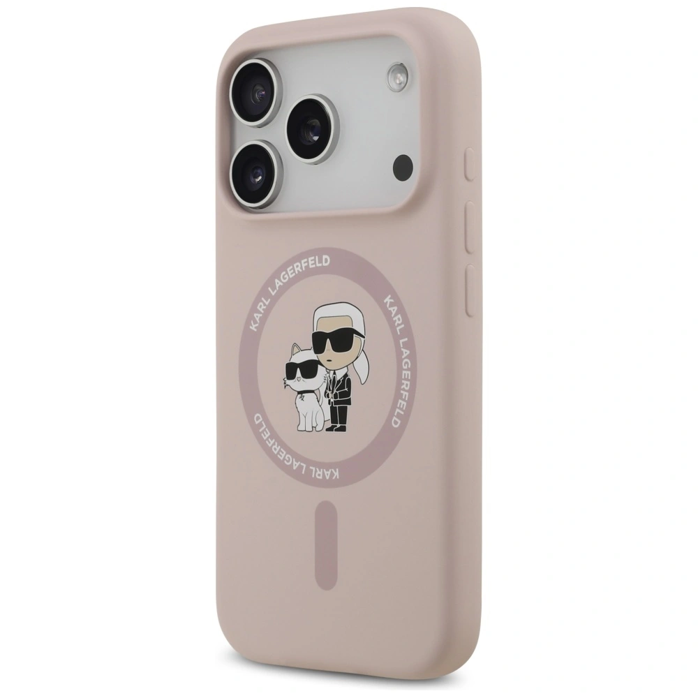 Kryt Karl Lagerfeld Silicone Karl&Choupette Ring MagSafe Apple iPhone 17 Pro pink