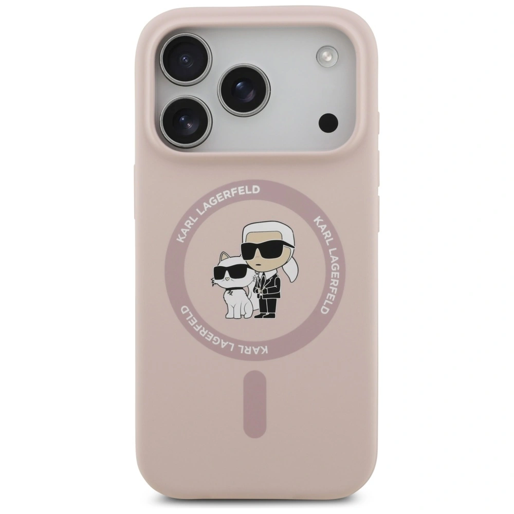 Kryt Karl Lagerfeld Silicone Karl&Choupette Ring MagSafe Apple iPhone 17 Pro pink