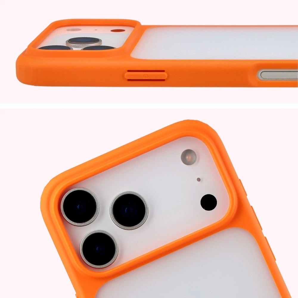 Kryt Bizon Case Angelo Apple iPhone 17 Pro Max semi-transparent with an orange frame