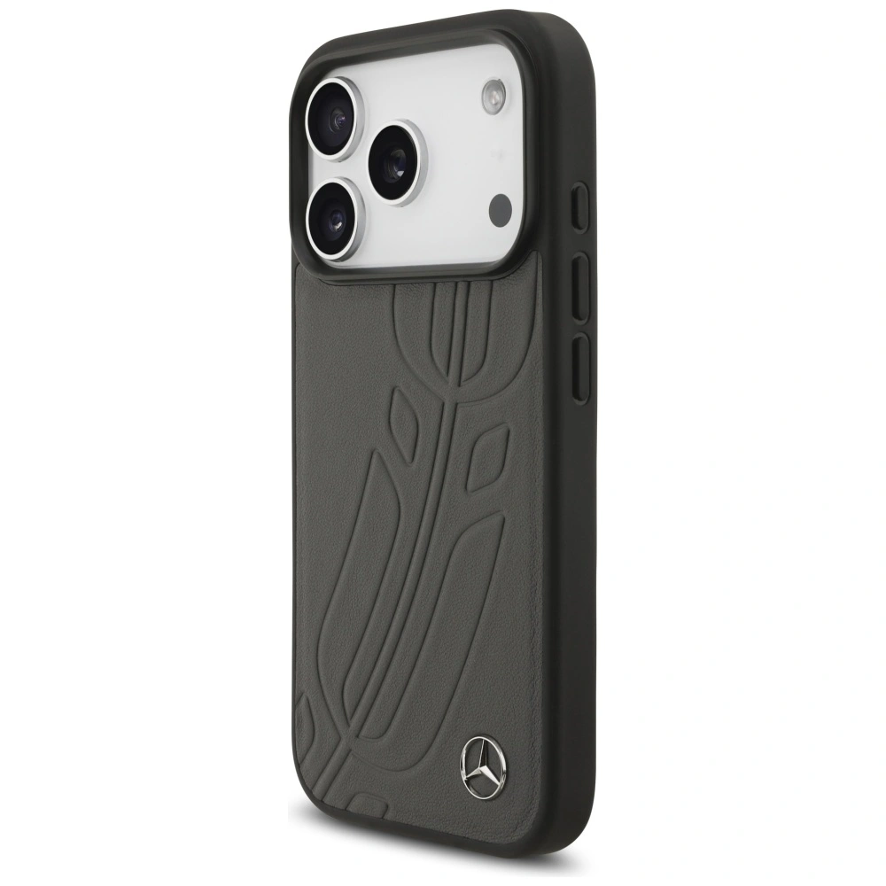 Kryt Mercedes Leather Large Laurel Leave MagSafe Apple iPhone 17 Pro anthracite