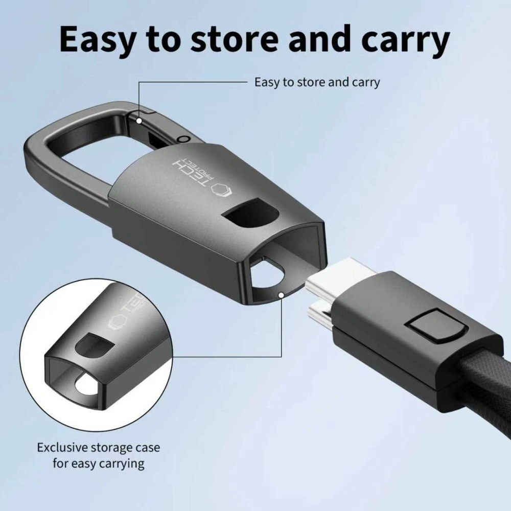 Tech-Protect Ultraboost DNA Keychain USB-C / USB-C Cable PD 60W / 3A Iron Grey
