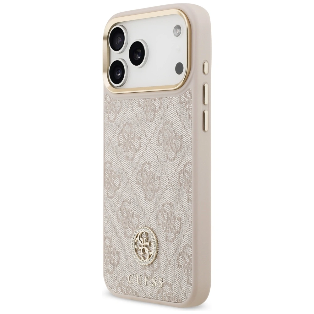 Kryt Guess 4G Strass Logo & Big Strap Metal Buttons MagSafe Apple iPhone 17 Pro Max pink